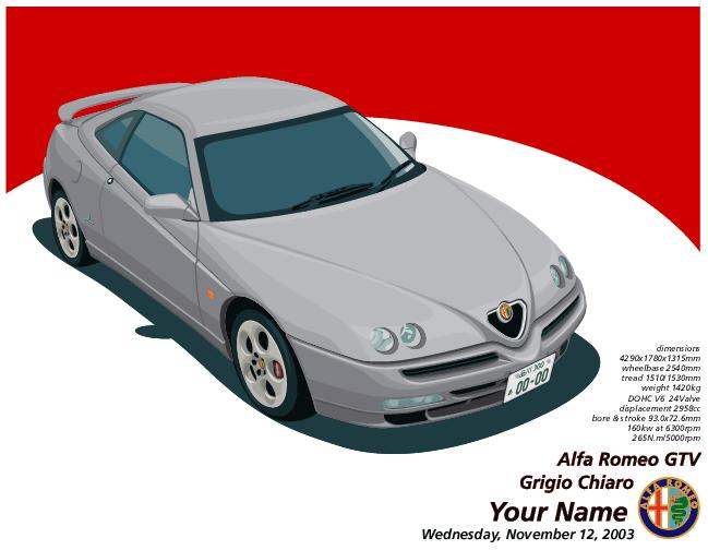 Alfa Romeo GTV額装パーソナル・イラストレーション
