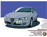 Alfa Romeo 147フェイズ2額装パーソナル・イラストレーション