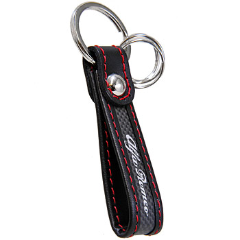 Alfa Romeo Carbon & Leather Strap Shaped Keyring(Black)<br><font size=-1 color=red>06/20到着</font>