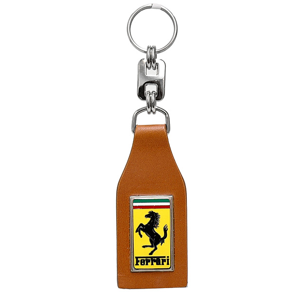 Ferrari Brown Leather Keyring by Schedoni