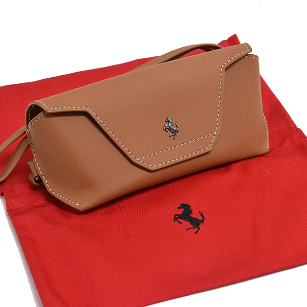 Ferrari Genuine Leather Glasses Case (Brown)