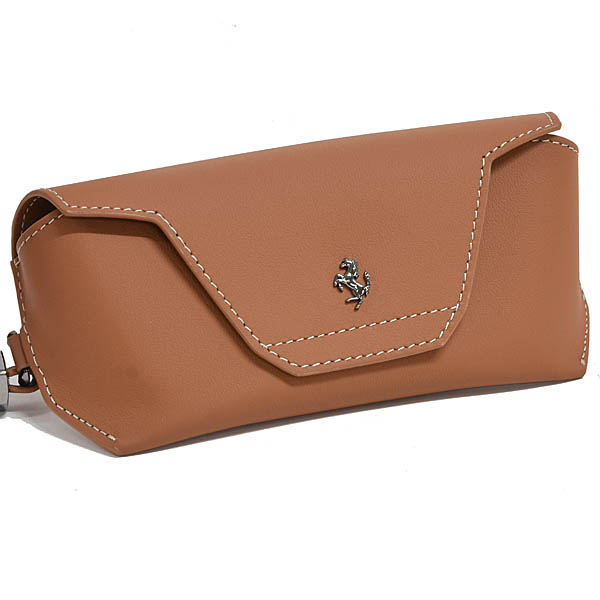 Ferrari Genuine Leather Glasses Case (Brown)