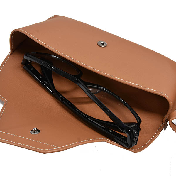 Ferrari Genuine Leather Glasses Case (Brown)