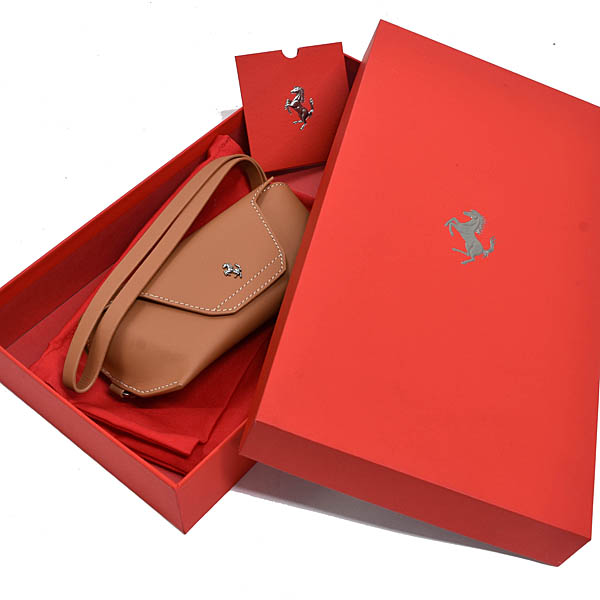 Ferrari Genuine Leather Glasses Case (Brown)