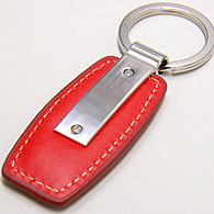 FIAT 500 Fake Leather & Plate Keyring (Red)