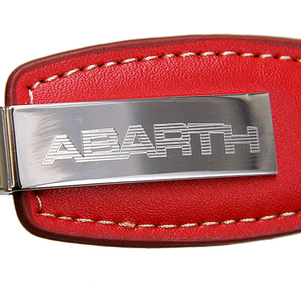 ABARTH Fake Leather & Plate Keyring (Red)