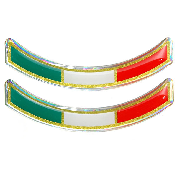 イタリア国旗3Dステッカー(ラウンド/2枚組)