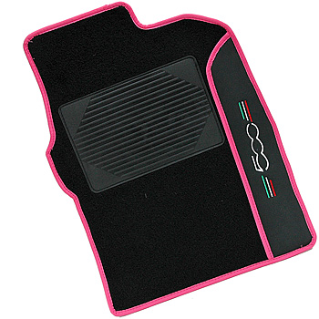 FIAT NEW 500 Floor Mats(Black/Pink Piping/RHD)