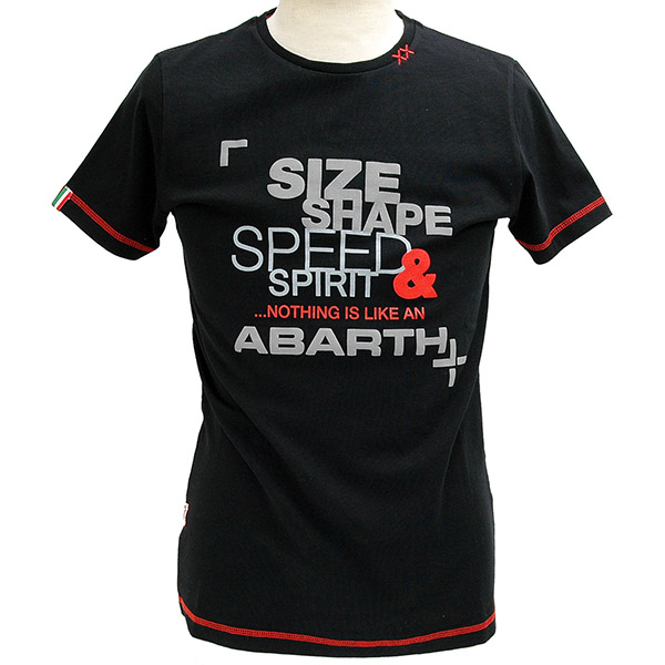 ABARTH T-shirts-SIZE SHAPE SPEED & SPIRIT-(Black)