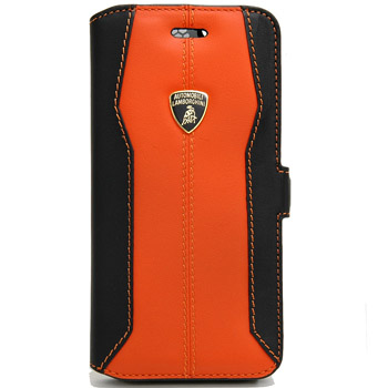 Lamborghini iPhone6/6s Book Type Leather Case(Black/Orange)