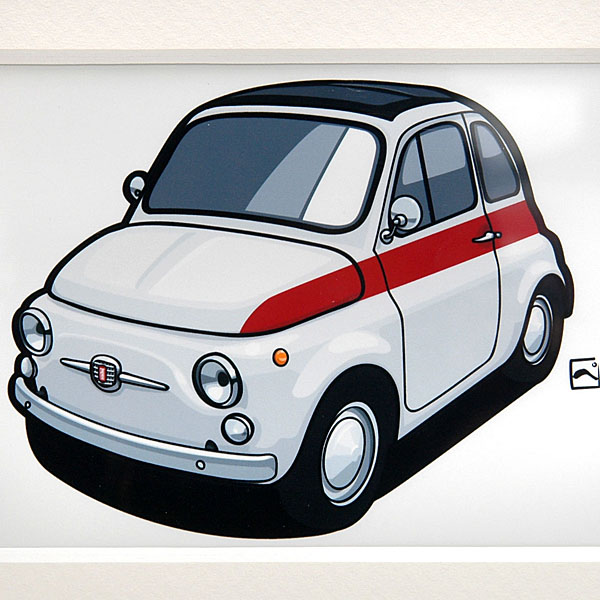 FIAT Old 500 Illustration(Red Stripe) by Kenichi Hayashibe