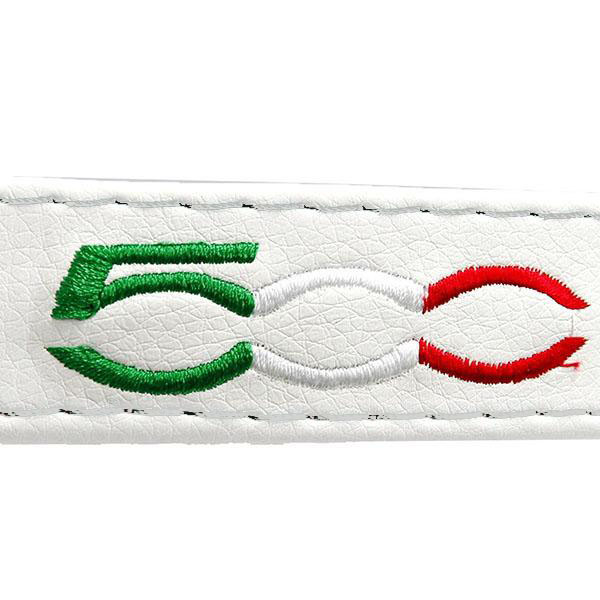 FIAT New 500 Rear Gate Leather Strap(Gray/Tricolor Logo)