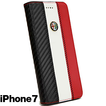 Alfa Romeo純正iPhone7/6/6sブックタイプケース-Stripe-ホワイト