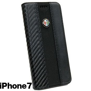 Alfa Romeo iPhone7/6/6s Book Type Case-Stripe-(BLACK/BRACK)