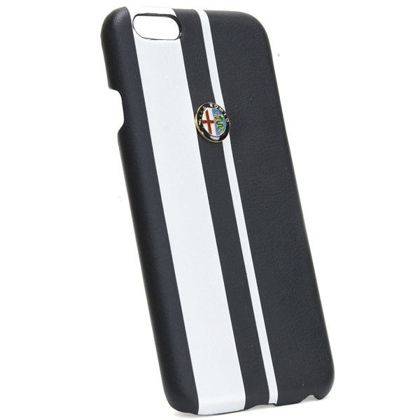Alfa Romeo純正iPhone6/6s背面ケース(ブラック/シルバーストライプ)