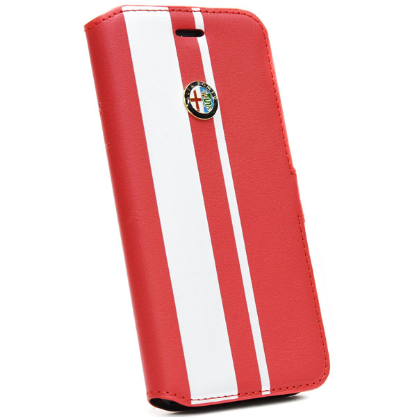 Alfa Romeo純正iPhone6/6sブックタイプケース(レッド/シルバーストライプ)