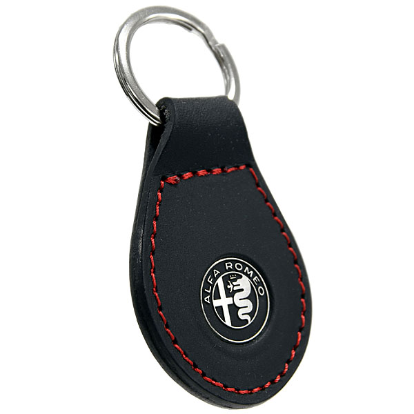 Alfa Romeo New Emblem Leather Base Keyring(Black)