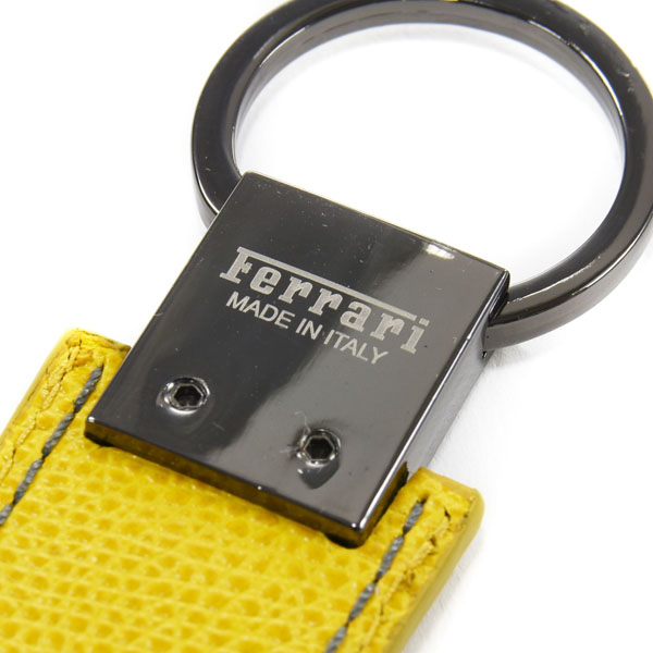 Ferrari Logo Leather Keyring(Yellow)