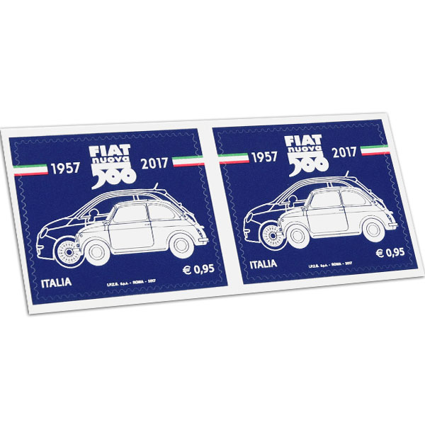 FIAT 500 60周年メモリアルスタンプ(切手2枚組)再入荷!