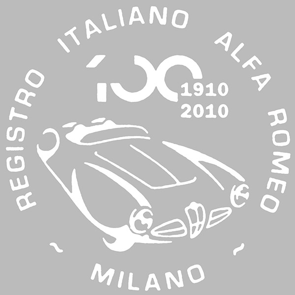 Alfa Romeo創立100周年記念ロゴステッカー(ホワイト) by RIA(Registro Italiano Alfa Romeo)