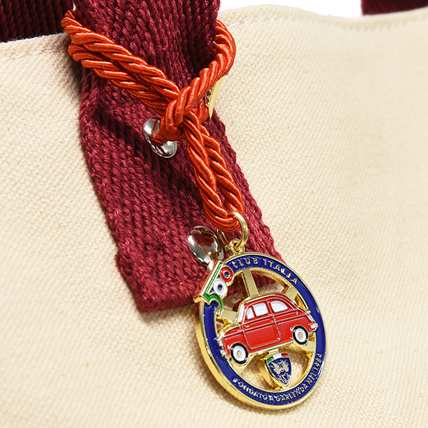 FIAT 500 CLUB ITALIAエンブレム形バッグチャーム(レッド)