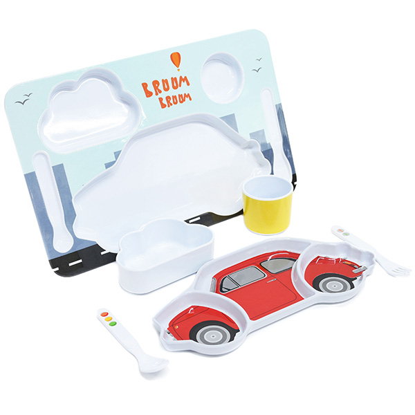 FIAT Nuova 500 Kids Lunch Plate Set(Red)