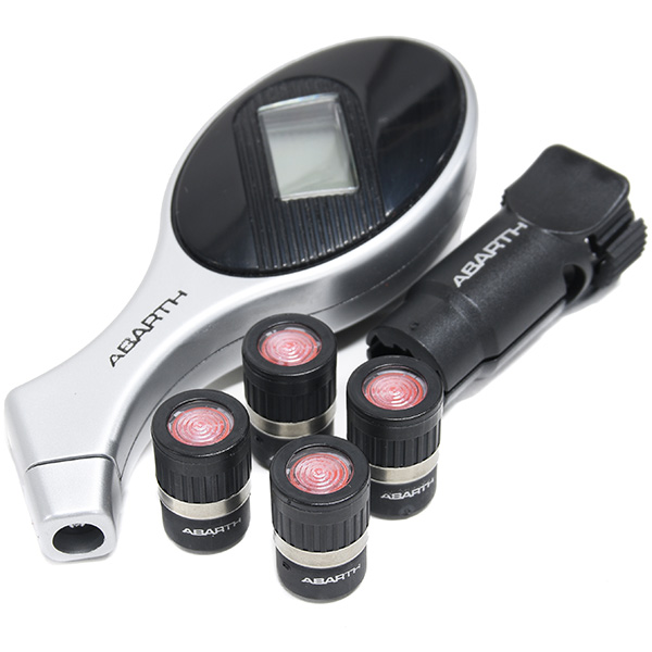 ABARTH Tire Pressure Check Valve & Digital Air Gauge Set