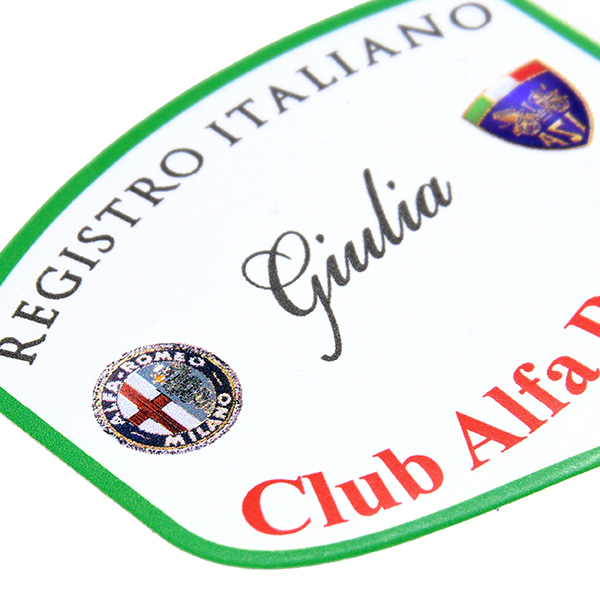 REGISTRO Italiano GIULIA Club Alfa Romeoƥå(Large)