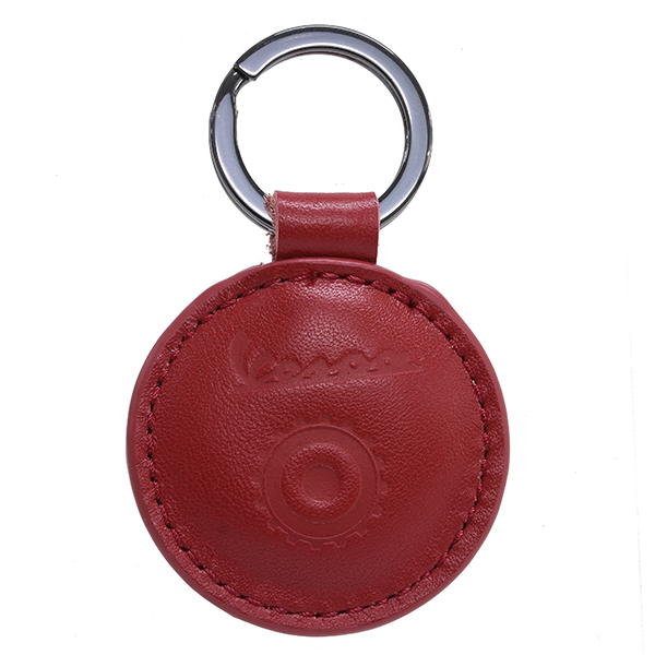 Vespa Official Leather Keyring-OPEN/Red-
