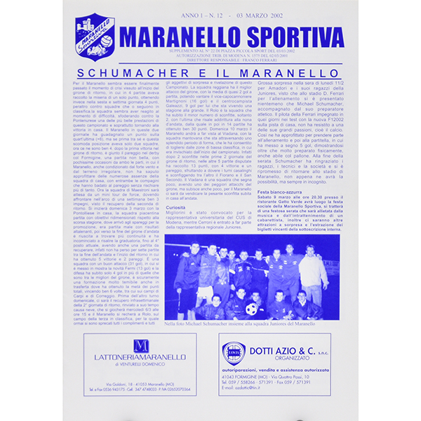 MARANELLO SPORTIVAスポーツ新聞2002年3月シューマッハ特集