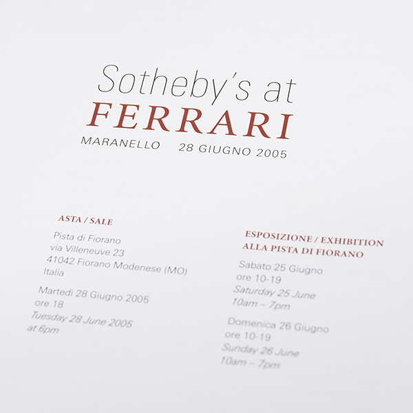 Ferrari-Sotheby's Auctions 2005 Catalogue & Pass Set