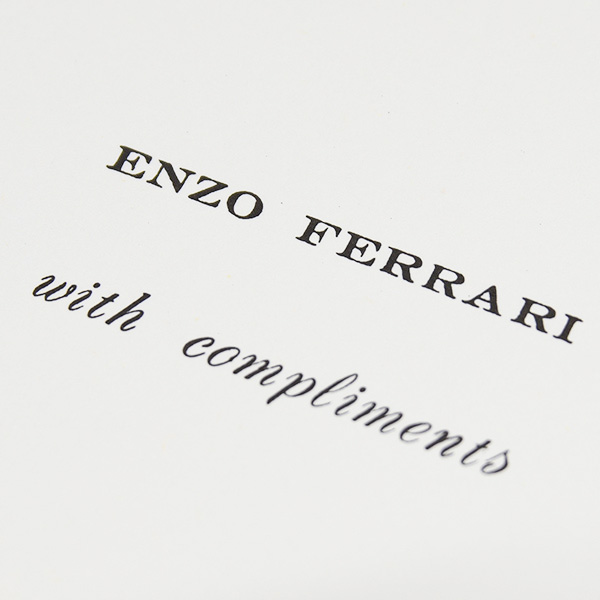 ENZO FERRARI with compliments