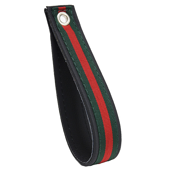 FIAT 500 Leather Strap for Rear Gate(Green/Red Stripe)