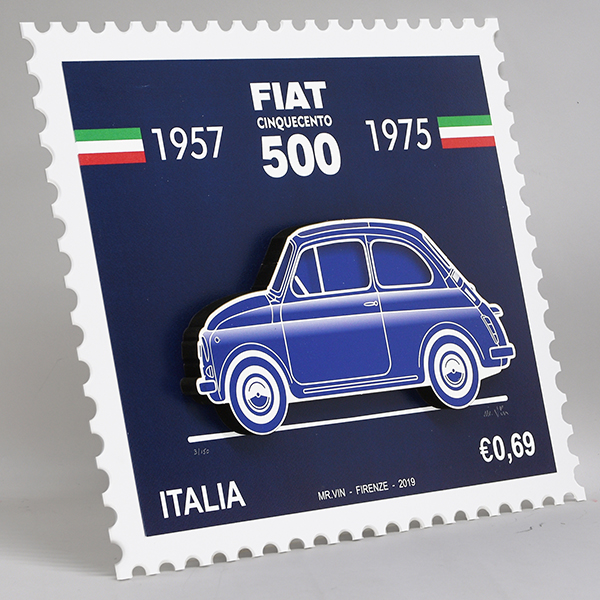 FIAT Nuova 500 Stamp Illustration by Mr.Vin -BLUEPRINT- (Large)