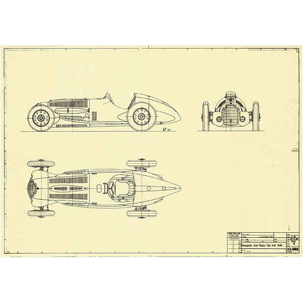 Alfa Romeo Monopost Gran Premio Tipo316 1938 Blue Drawing Print