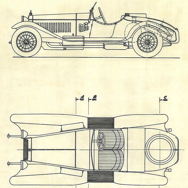 Alfa Romeo 6C 1750 Super Sport 1929 Blue Drawing Print
