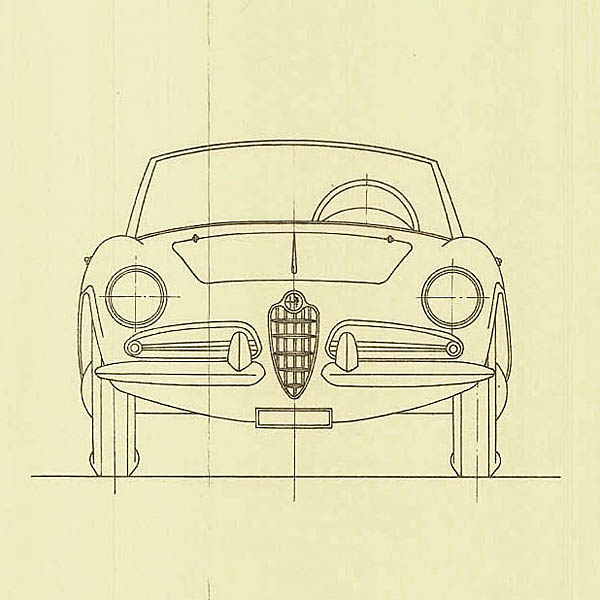 Alfa Romeo Giulietta Spider 1955 Blue Drawing Print