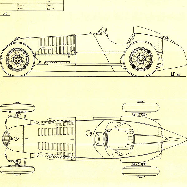 Alfa Romeo Tipo 12C Monoposto Gran Premio 1937 Blue Drawing Print