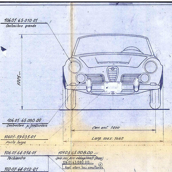 Alfa Romeo 2600 Spider USA 1962 Blue Drawing Print