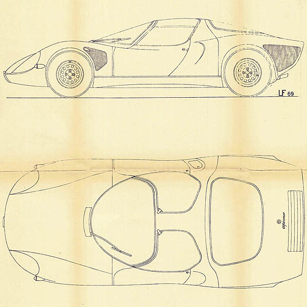 Alfa Romeo Coupe 33 1967 Blue Drawing Print