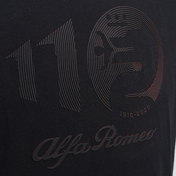 Alfa Romeo Official 110th Anniversary Rubber Printed Logo T-shirts (Black)