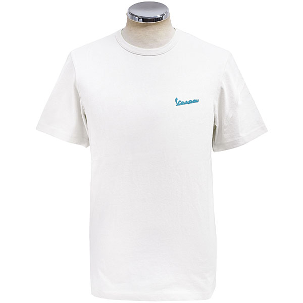 VespaオフィシャルTシャツ-PRIMAVERA-(ホワイト/ブルーロゴ)