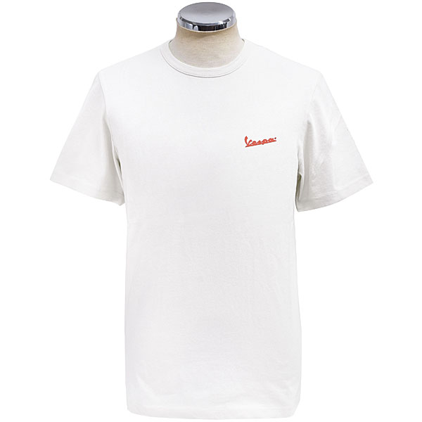 VespaオフィシャルTシャツ-PRIMAVERA-(ホワイト/オレンジロゴ)