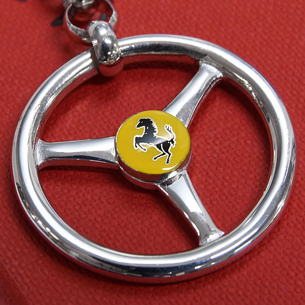 Ferrari Genuine Steering Wheel Shaped Silver Key Ring