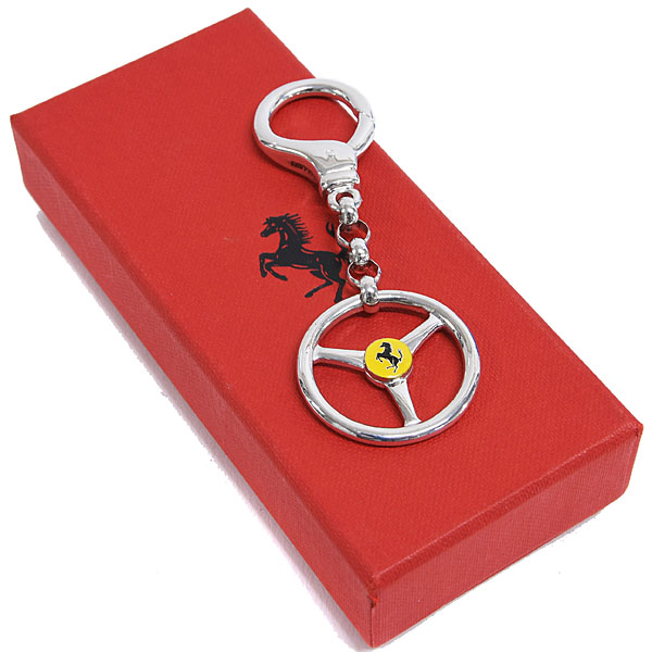 Ferrari Genuine Steering Wheel Shaped Silver Key Ring