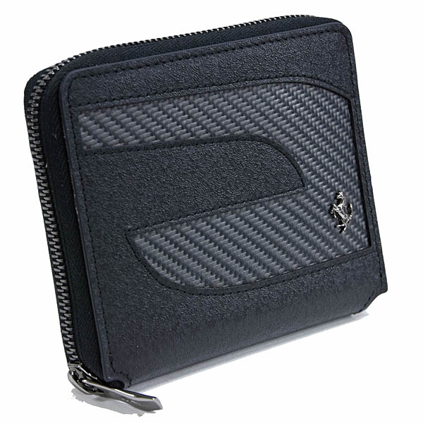 Ferrari Genuine Carbon Square Round Zip Wallet