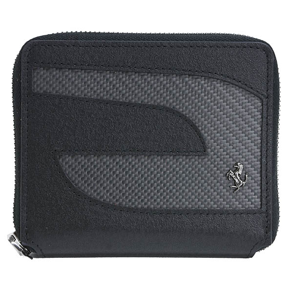 Ferrari Genuine Carbon Square Round Zip Wallet
