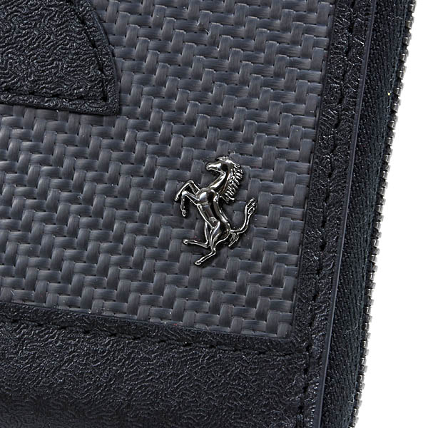 Ferrari Genuine Carbon Square Round Zip Wallet