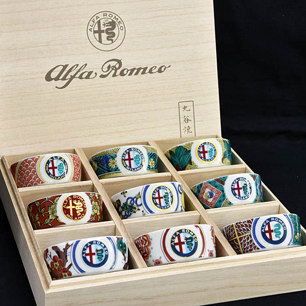 Alfa Romeo Genuine Emblem of Successive Generations Kutani Ware Sake Cup Complete Set