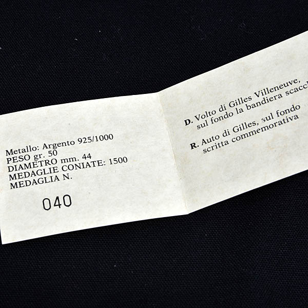 Scuderia Ferrari Silver Medal commemorating the 10th anniversary of the death of Gilles Villeneuve